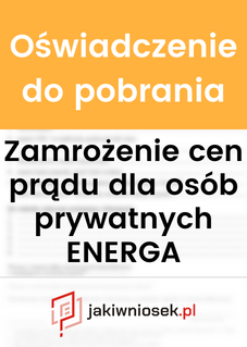 Oświadczenie o zamrożeniu cen energii ENERGA - wzór PDF