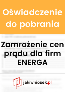 Oświadczenie o zamrożeniu cen energii dla firm ENERGA - wzór PDF