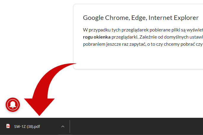 Pobieranie wniosków ze strony jakiwniosek.pl w przeglądarce Google Chrome, Microsoft Edge